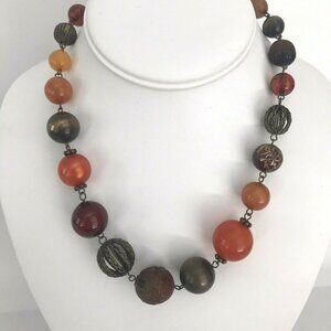 Vintage Robert Rose Necklace Orange Green Beads
